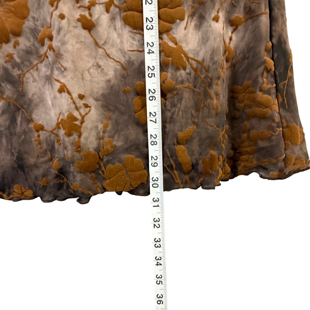 Verdusa Fishtail Mesh Midi Skirt Womens M Brown Floral Lettuce Goth Grunge Indie - Picture 11 of 16